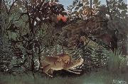 Henri Rousseau The Hungry lion attacking an antelope oil painting reproduction